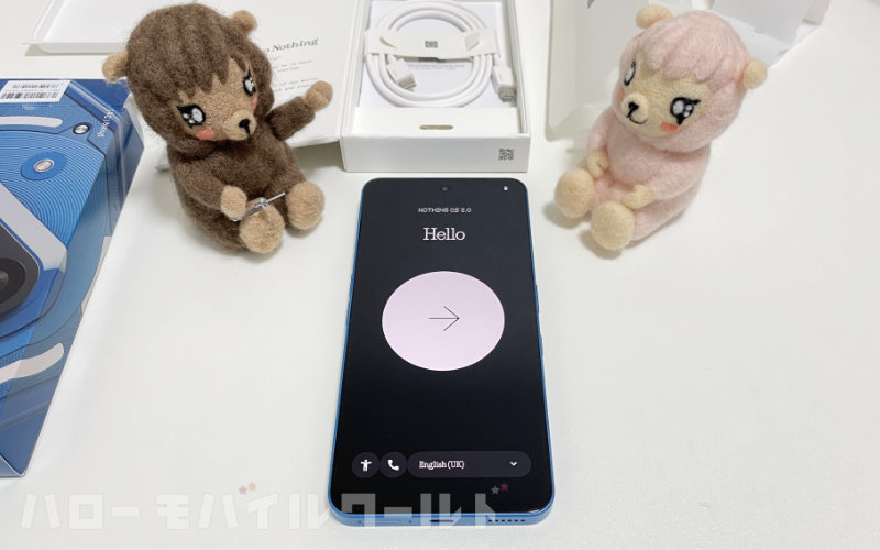 Nothing Phone (3a) 購入後 電源入れて起動