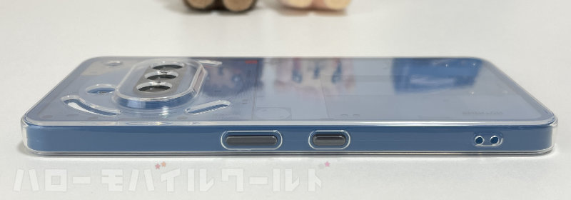 Nothing Phone (3a) 用 TPU クリアケース 装着 側面（電源ボタン＆ Essential Key 側）