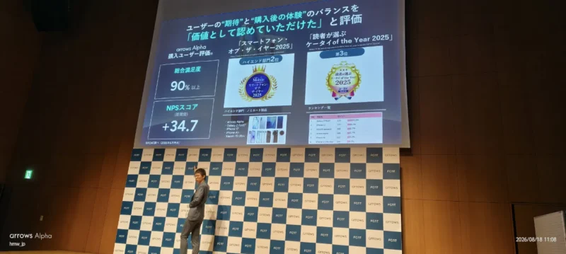 FCNT arrows Alpha2 商品戦略発表会 パネル「arrows Alpha を選んだ購入ユーザーアンケート」2